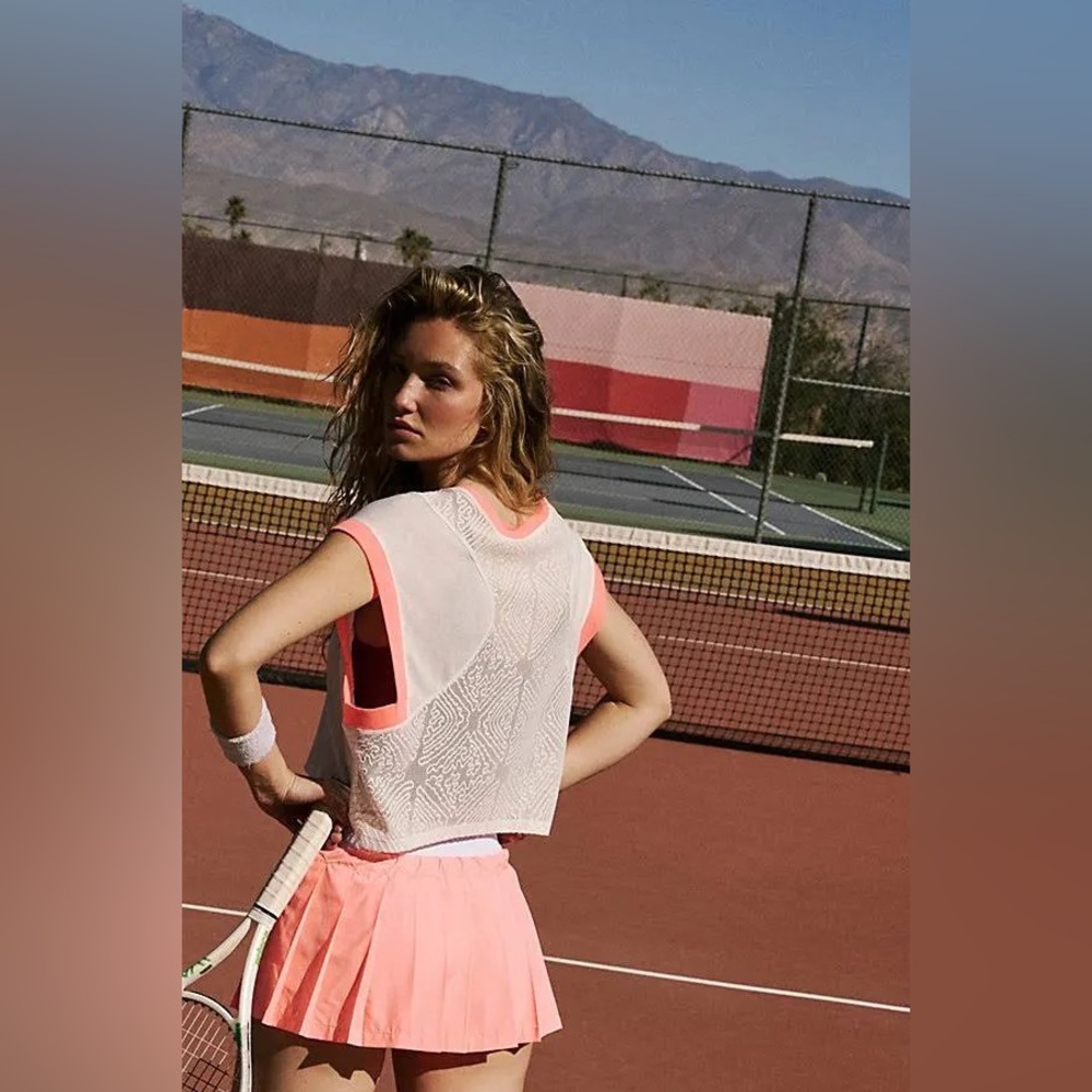 NWT Free People Movement Good Sport Tee White with Neon trim MSRP $68